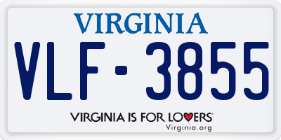 VA license plate VLF3855
