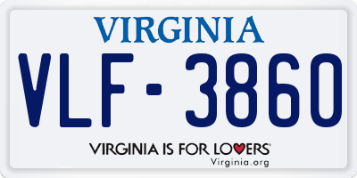 VA license plate VLF3860