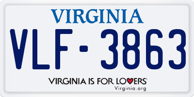 VA license plate VLF3863