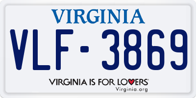 VA license plate VLF3869