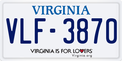 VA license plate VLF3870