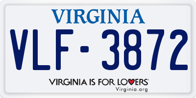 VA license plate VLF3872
