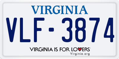 VA license plate VLF3874