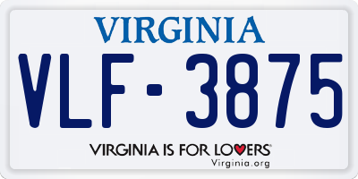 VA license plate VLF3875
