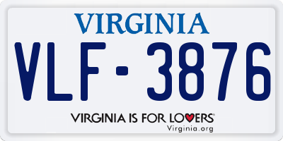 VA license plate VLF3876