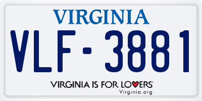 VA license plate VLF3881