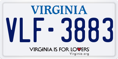 VA license plate VLF3883