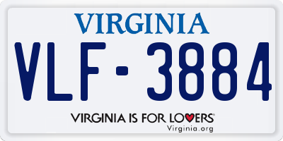 VA license plate VLF3884