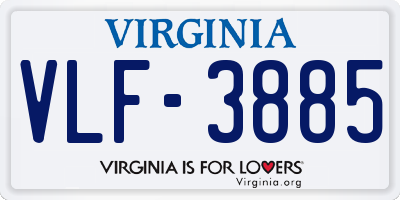 VA license plate VLF3885
