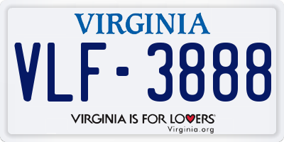 VA license plate VLF3888