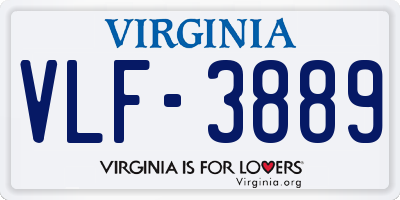 VA license plate VLF3889