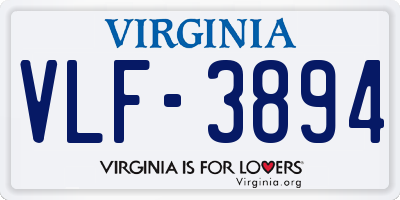 VA license plate VLF3894