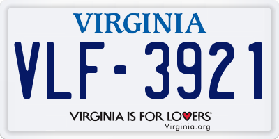 VA license plate VLF3921