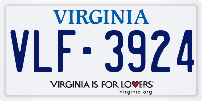 VA license plate VLF3924
