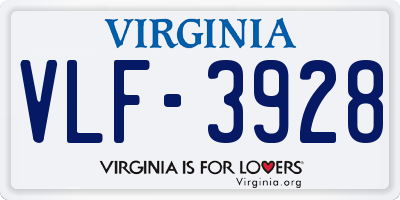 VA license plate VLF3928