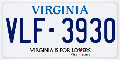 VA license plate VLF3930