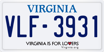 VA license plate VLF3931