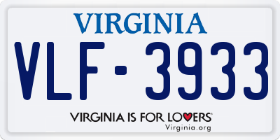 VA license plate VLF3933
