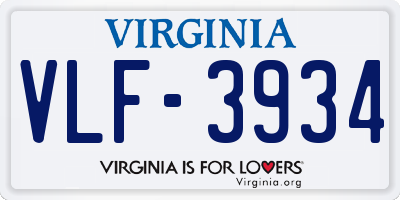 VA license plate VLF3934