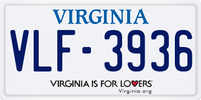 VA license plate VLF3936