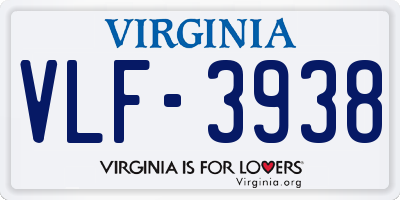 VA license plate VLF3938