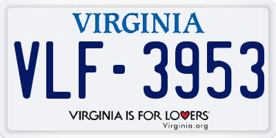 VA license plate VLF3953
