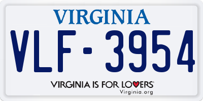 VA license plate VLF3954