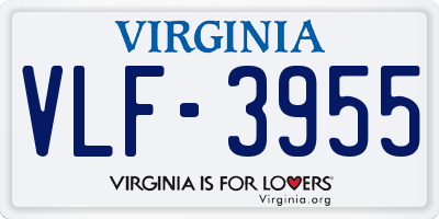 VA license plate VLF3955