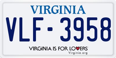 VA license plate VLF3958