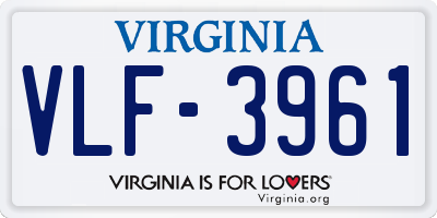 VA license plate VLF3961