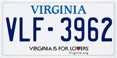 VA license plate VLF3962