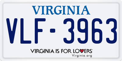 VA license plate VLF3963