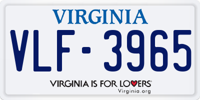VA license plate VLF3965