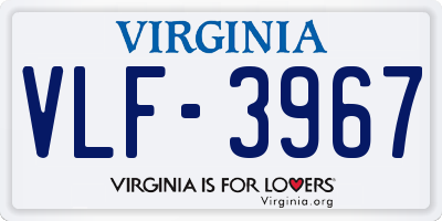 VA license plate VLF3967