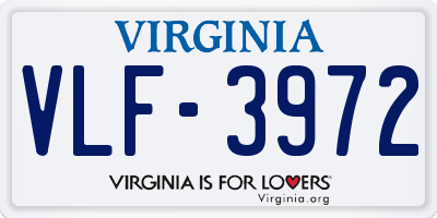 VA license plate VLF3972