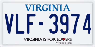 VA license plate VLF3974