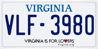 VA license plate VLF3980