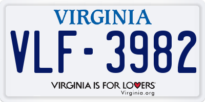 VA license plate VLF3982