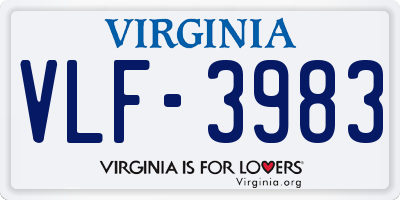 VA license plate VLF3983