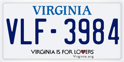 VA license plate VLF3984
