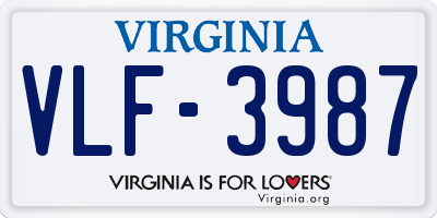 VA license plate VLF3987