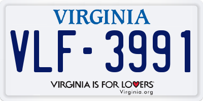 VA license plate VLF3991