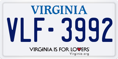 VA license plate VLF3992