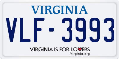 VA license plate VLF3993