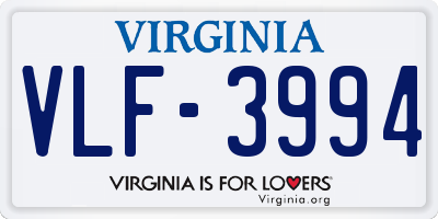 VA license plate VLF3994
