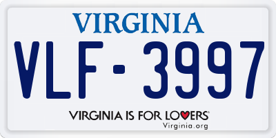 VA license plate VLF3997