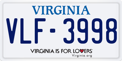 VA license plate VLF3998
