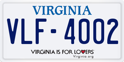 VA license plate VLF4002