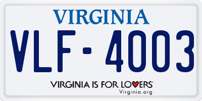 VA license plate VLF4003