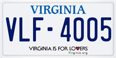VA license plate VLF4005